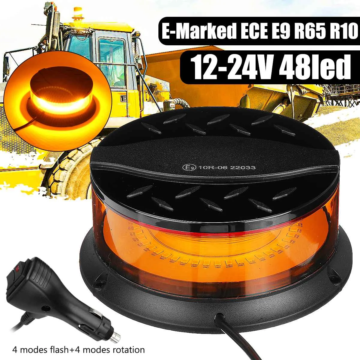 

12V 24V LED Tractor Roof Strobe Light LED Emergency Warning Lamp Beacon Car Boat Trailer Truck RV Lorry Flashing Rotating