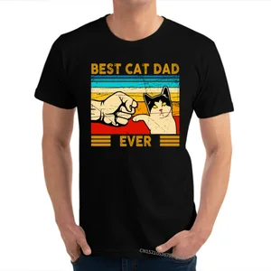 Мужские Винтажные футболки Best Cat Dad Ever Cat Daddy Camisa, забавный хлопок 100% премиум-класса, футболка С Днем Рождения