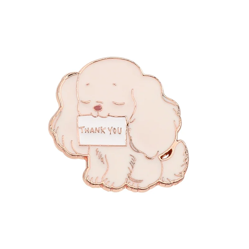 Брошь в виде симпатичной мультяшной собаки с надписью Thank You |