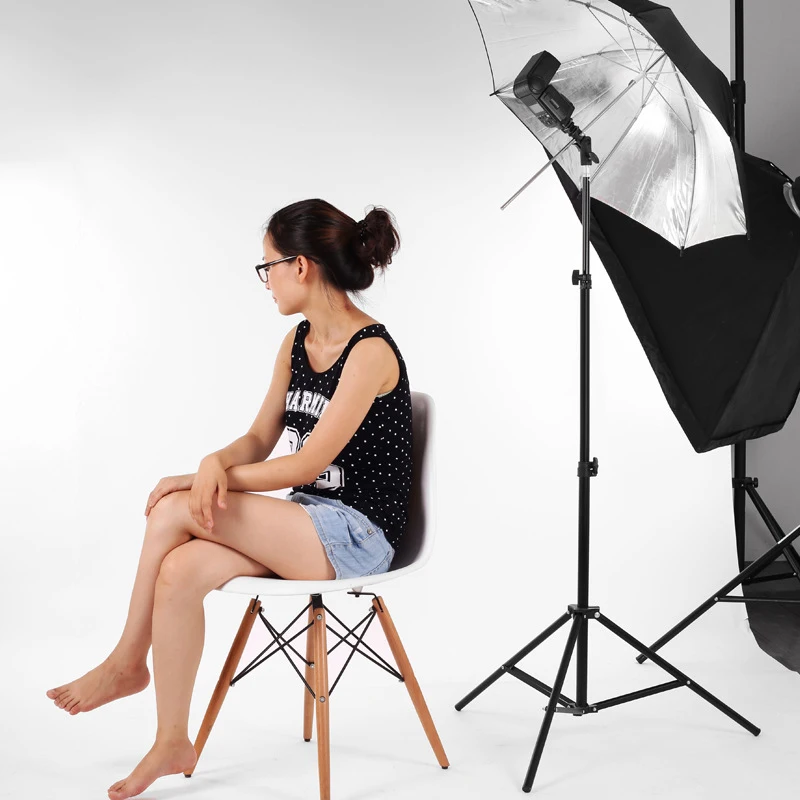 

Photography Studio 2m Metal Light Stand & 80cm/33" Reflector Soft Diffuser Umbrella E Flash Speedlite Holder & Carrying Case Bag