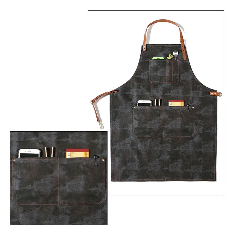 

Denim canvas apron, western restaurant, coffee maker, milk tea shop, flower shop, Baker, work clothes custom logo