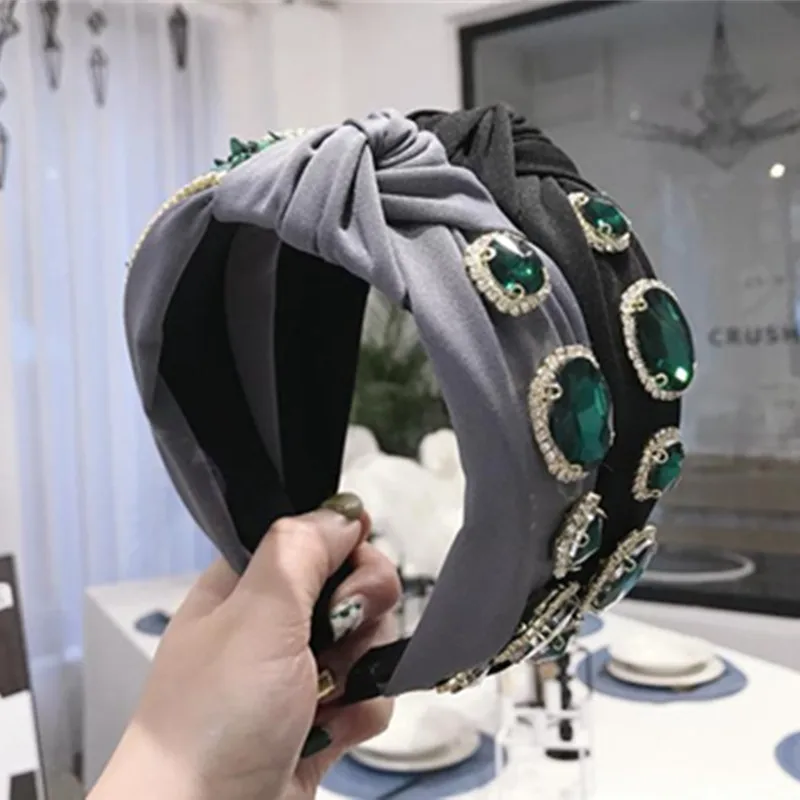 Для женщин классический изумруд бриллиантами повязка на голову Женская барокко