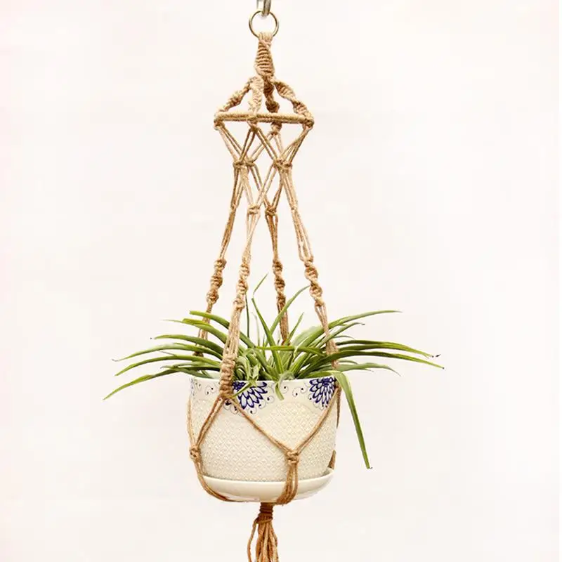 

New Macrame Hemp Plant Hanger Flower Pot Holder Legs Hanging Rope Baskets Decor 20