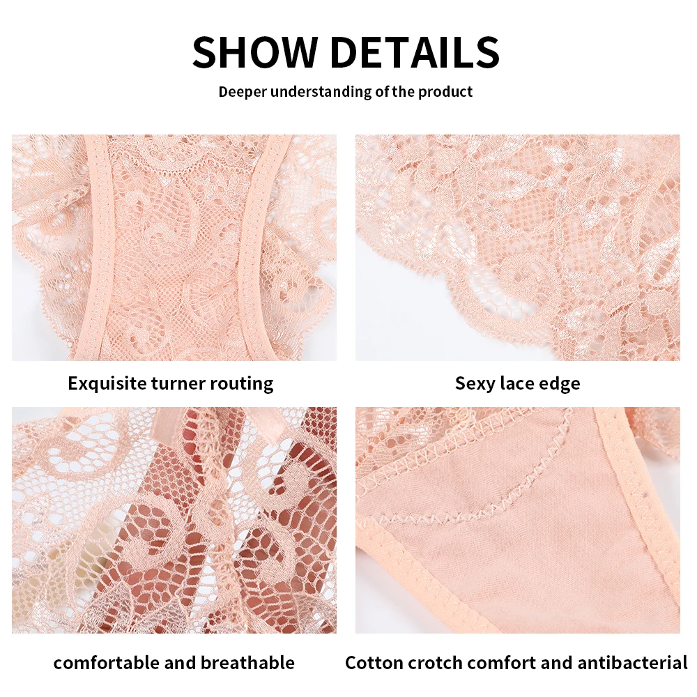 

3 Pcs Women's panties sexy underwear lingerie Plus size underpanties lace underwear Women cotton panties with high waist hot