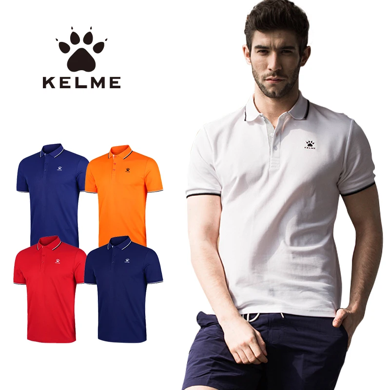 Мужская Тренировочная рубашка KELME футболки поло с коротким рукавом для