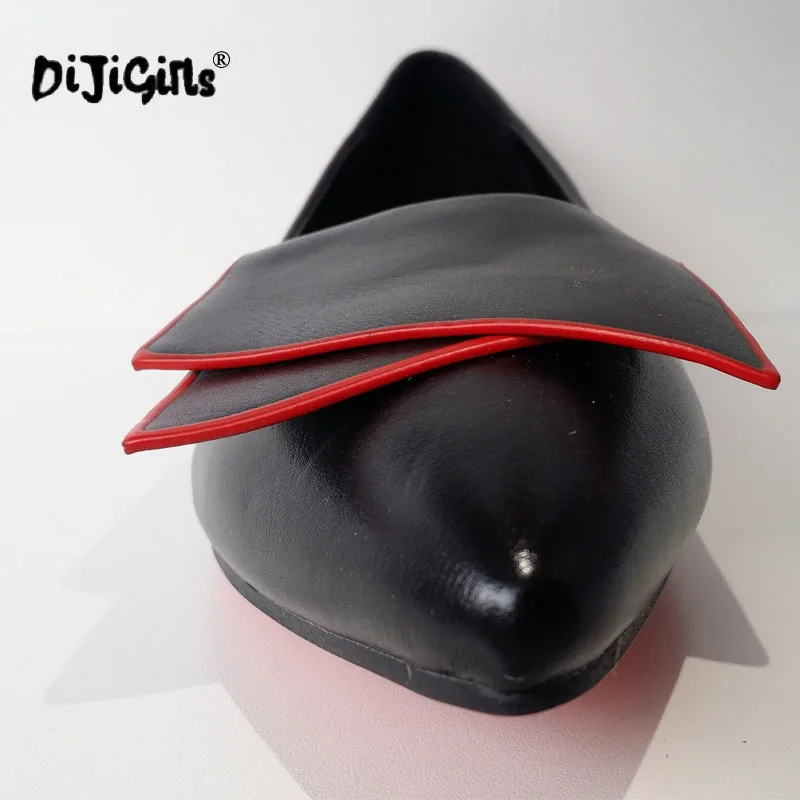 DIJIGIRLS/новые туфли-лодочки на низком каблуке с острым носком цвет черный красный