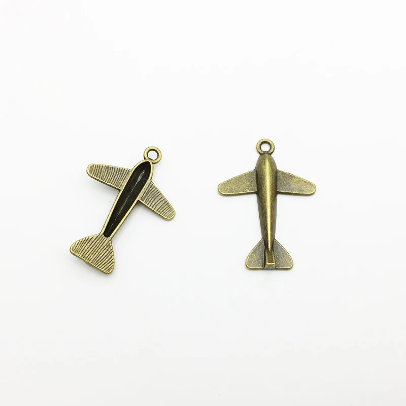 

20pcs/lot The ancient bronze alloy airplan aircraft charm 34*34mm DIY handmade jewelry accessories Charm Pendants