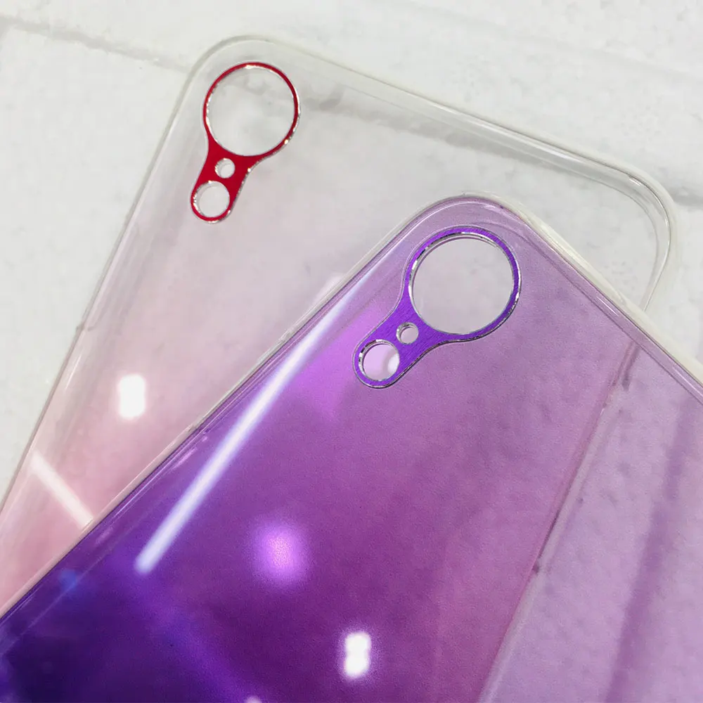 KISSCASE Gradient Colorful Phone Case for iPhone 7 8 6 6S Plus X XR XS Max Metal Lens Protective Tempered Glass Back Cover |