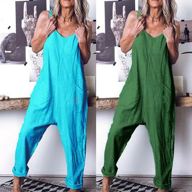 Imixlot Ретро Свободные Комбинезоны женские Плюс Размер Летние повседневные