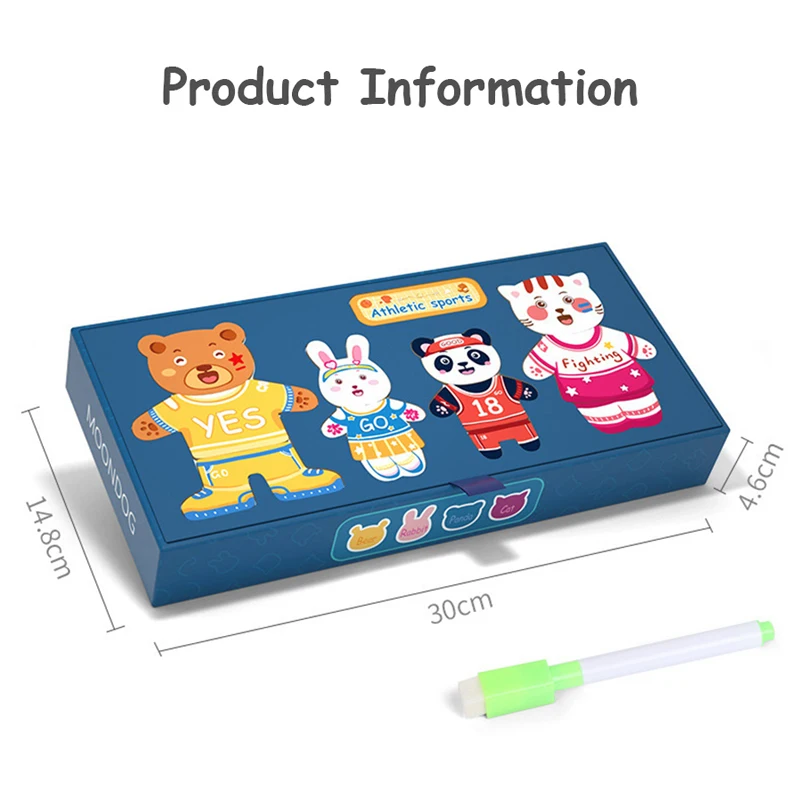 

Cute Animal Magnetic Clothe Changing Jigsaw Puzzle Box Montessori Toys Intellectual Training Children Early Educational For Kids