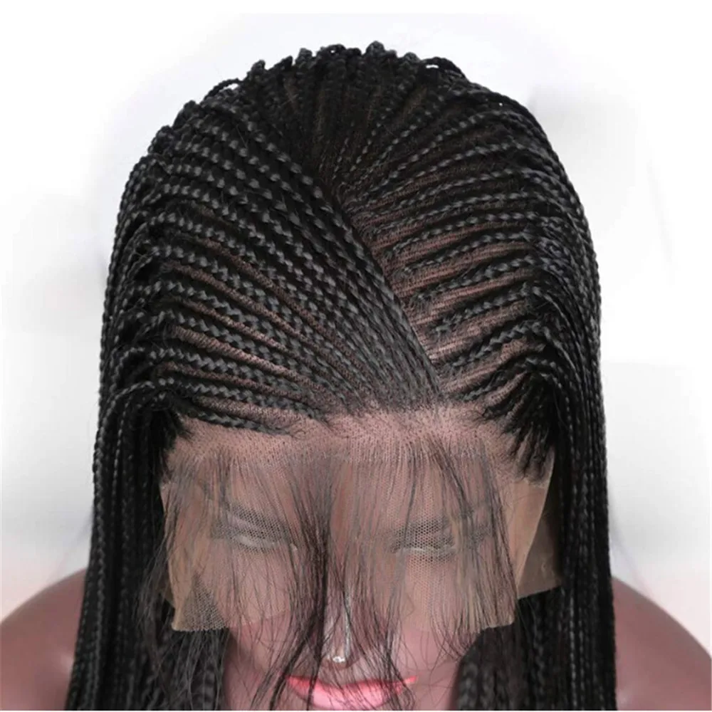

Women 26Inches Long Black Braided Wigs Synthetic Lace Front Wig for Black Women Daily Party Use Nature Looking Wig