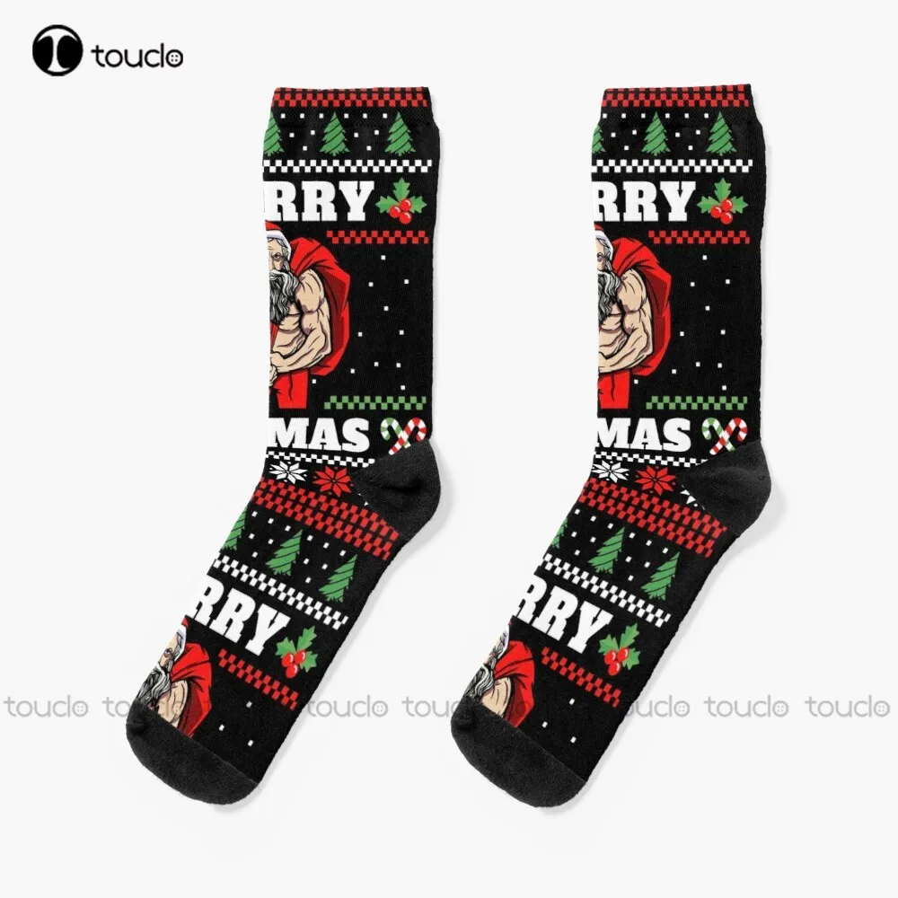 

Merry Liftmas Ugly Christmas Sweater Gym Bodybuilding Socks Sock Boots Unisex Adult Teen Youth Socks Christmas Gift Custom Sock