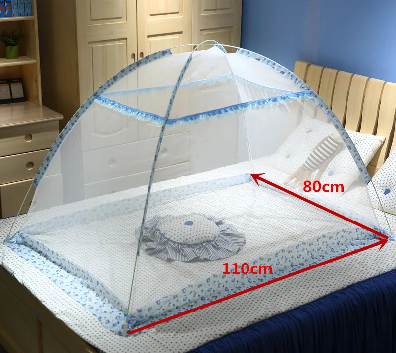 Blue 80x110cm Летняя портативная 2 размера детская кроватка сетка для От 0 до 6 лет детская складная детская противомоскитная сетка кроватка для новорожденного палатка противомоскитная сетка - Цвет: Blue 80x110cm