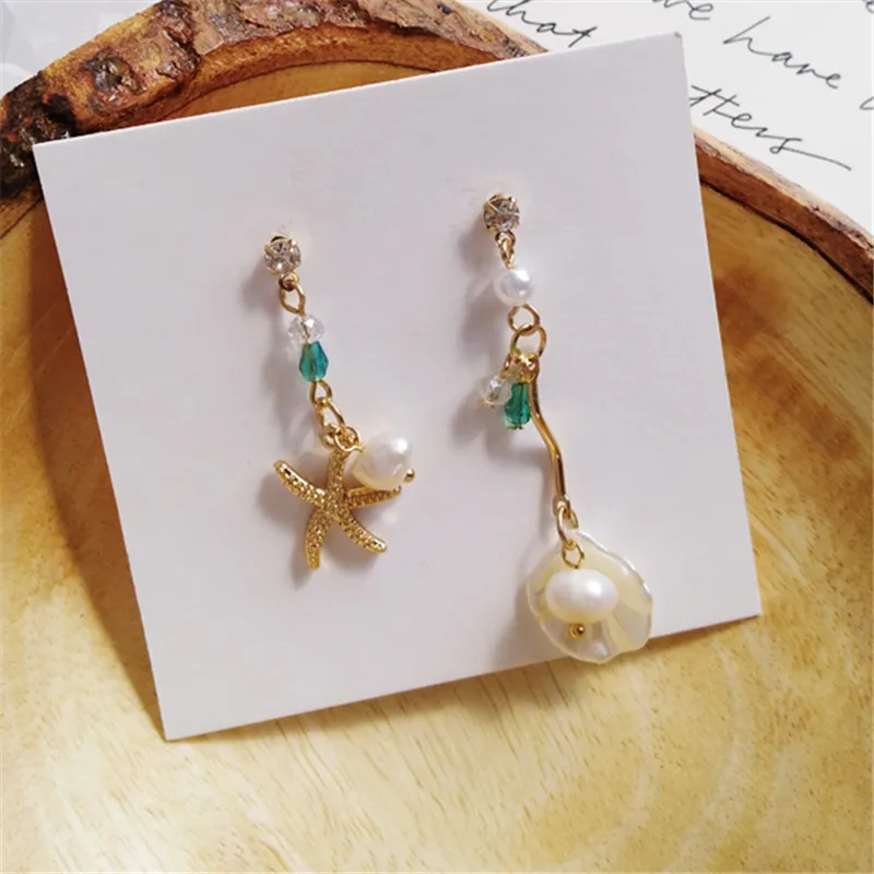 Модные серьги из пресноводного жемчуга раковин женские эстетические