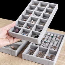 Jewelry Storage Tray Jewelry Organizer Box Velvet Display Jewel Holder Stand Bracelet Necklace Ring Storage Box Showcase Drawer