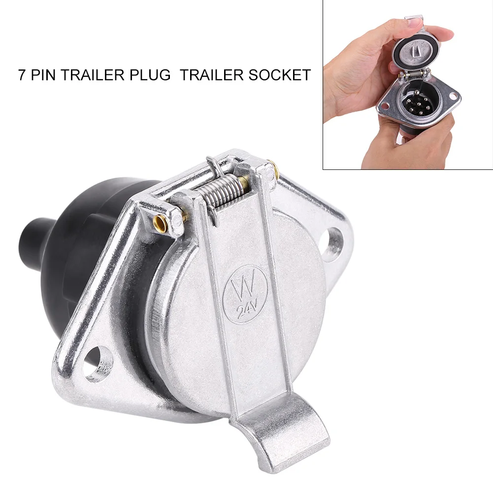 

Universal 24V 7-Pin Trailer Plug Wiring Connector Adapter Socket Universal Power Socket For Trailers Commercial Vehicle-Black