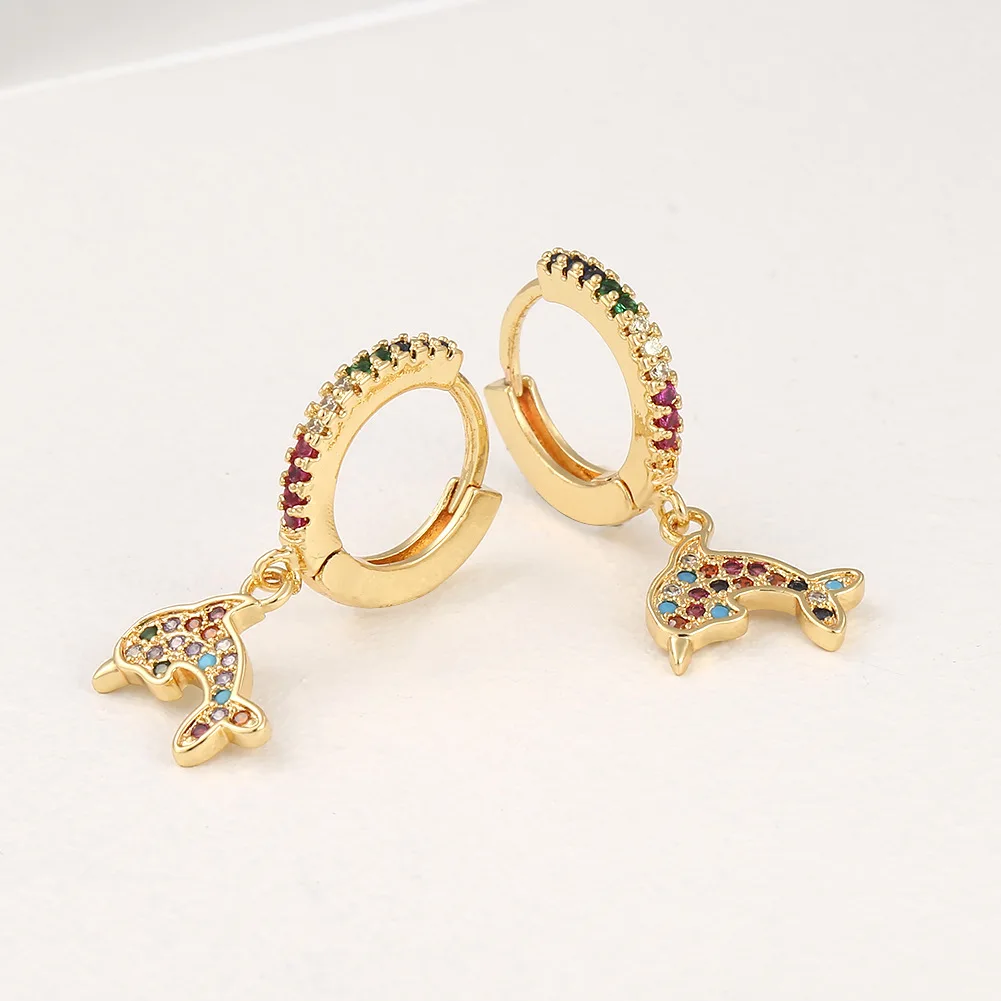 

Hot Selling Copper Zircon Earrings Geometric Dolphin Earrings Lovely Earrings