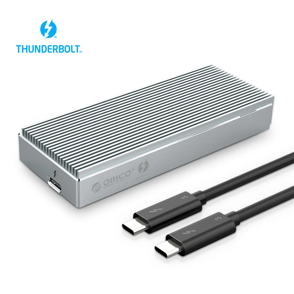 ORICO Thunderbolt 3 40 Гбит/с NVME M.2 SSD корпус 2 ТБ Алюминиевый USB C с 40 Гбит/с Thunderbolt 3 C до C кабель для настольного ноутбука - Цвет: Silver