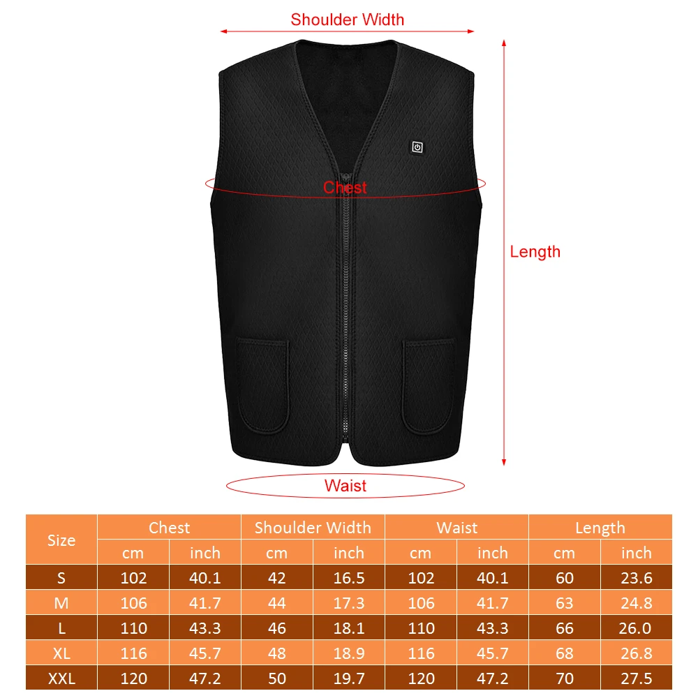 

Lixada Heated Vest USB Electric Heating Vest Winter Jacket Waistcoat Heated Clothing for Men and Women
