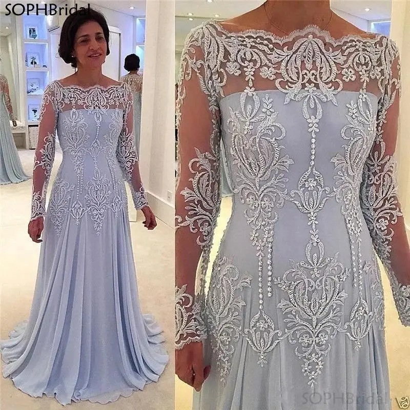 

New Arrival Mermaid Beaded Mother Of the Bride Dresses Off Shoulder Long Sleeve Vestidos de Madrina Formal Evening Gown Dress