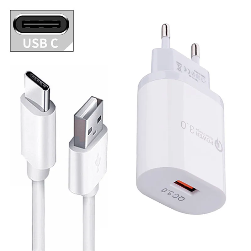 Сетевое зарядное устройство OnePlus 5T 6 7 TECNO Spark 5 Air USB в 2A и зарядный кабель Type-C Micro для