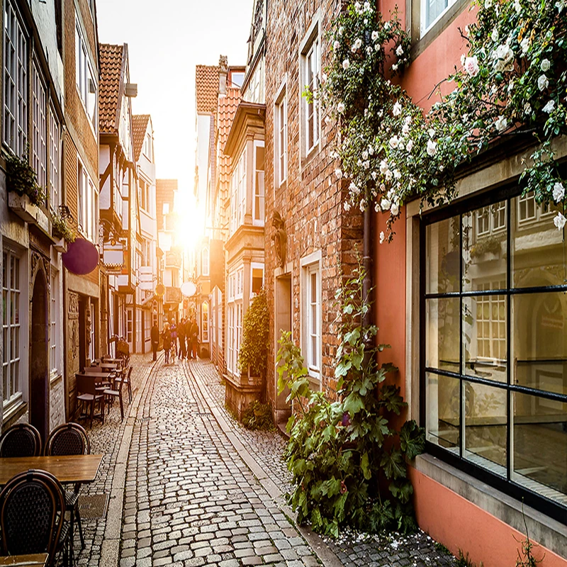 Custom 3D Poster Wall Painting European City Town Street View Photo Wallpaper Cafe Restaurant Living Room Sofa Decor Murals |