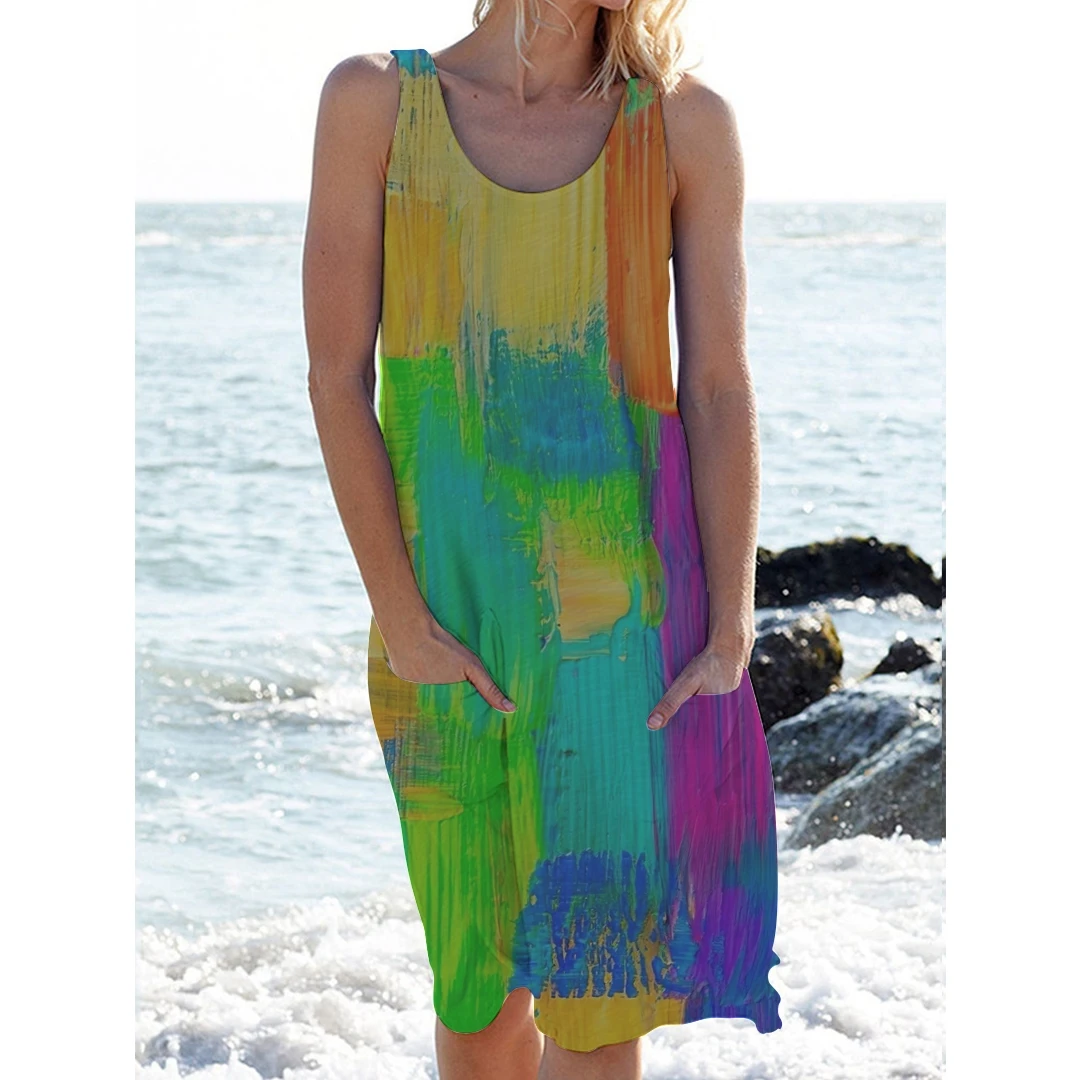 

2021 summer women's The beach dress 3D print Dress Springs ummer casual women's dresses summer dresses casual free shipping