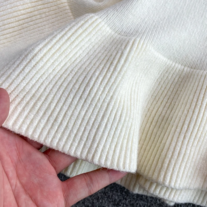 

Knitted Ruffles Dress Women Long Sleeve O Neck Casual Office Dresses Autumn Winter Korean Fashion Sweater Dress