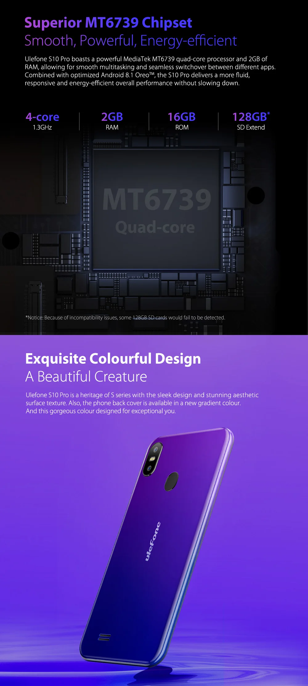 Ulefone S10 Pro 4G смартфон Android 8,1 3350 мАч 5,7 дюймов Быстрая зарядка 19:9 четырехъядерный 2 ГБ+ 16 Гб разблокировка лица 16 Мп+ 8 Мп мобильный телефон