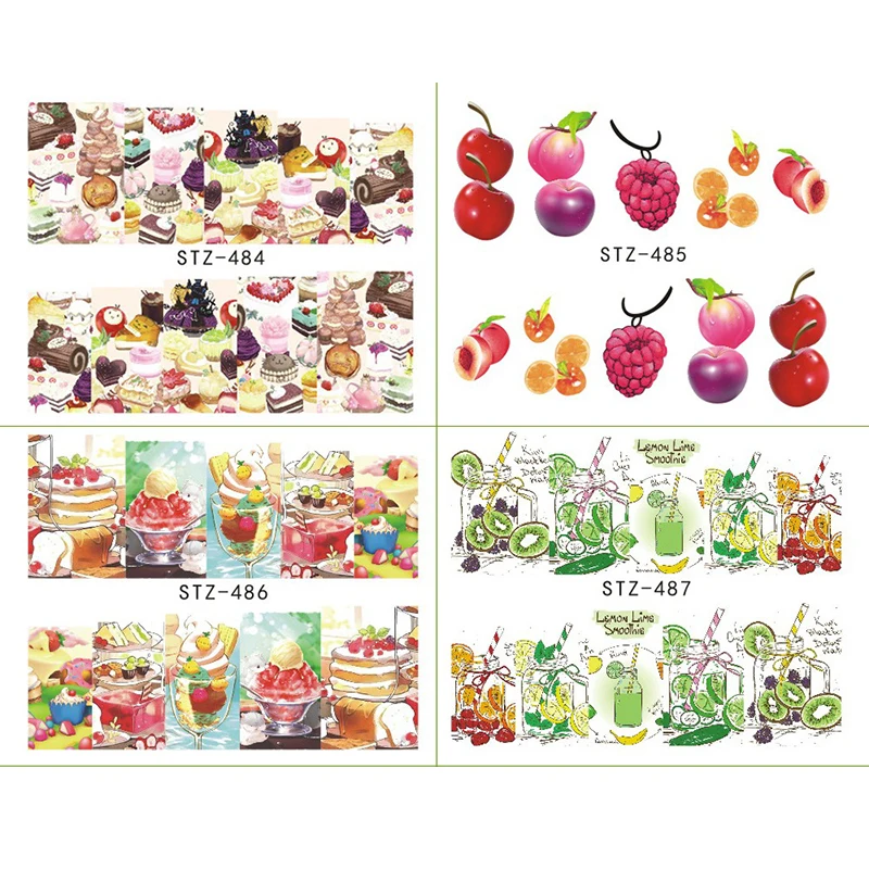 18 листов/набор наклейка для водяного переноса изображения на ноготь DIY Красочные