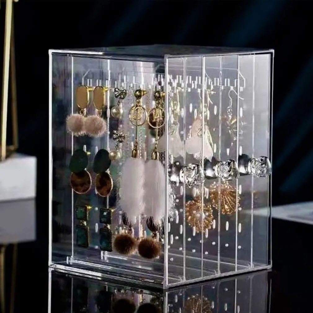 

Прозрачная акриловая стойка для сережек-гвоздиков, стойка большой емкости для демонстрации сережек и ювелирных изделий, вертикальный пыле...