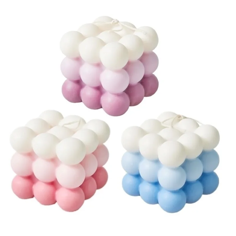 

2021NEW 2Inch Bubble Cube Candle Cute Soy Wax Aromatherapy Small Candles scented relaxing Birthday Gift 1PC