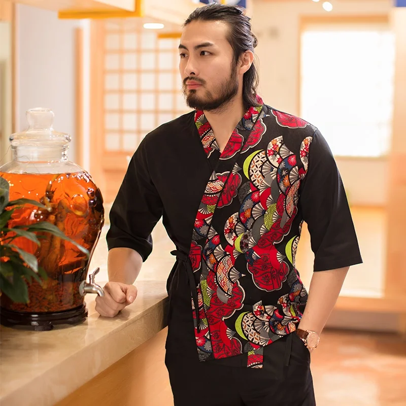 Японская форма шеф-повара куртка для ресторана кухни суши кимоно с коротким