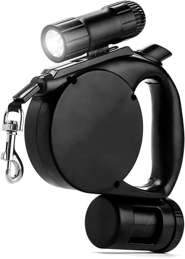 

3 in 1 Retractable Dog Leash (LED Light+Poop-Bag) Extendable Dog Rope Adjustable 15 Foot Leashes for All ages Dogs