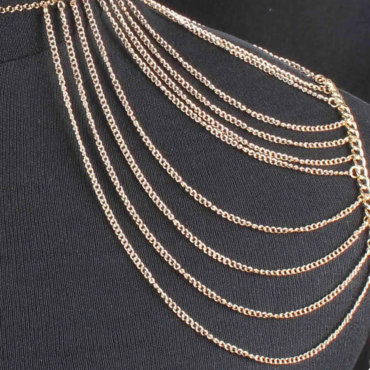 

2021 new fashion body with two shoulder jewellery women's shoulder chain Wedding Neckalce jewellery golden necklace body jewelry