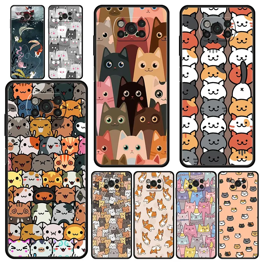 

Cute Dogs Cat Animal Case For Xiaomi Poco X3 NFC M3 F3 GT Redmi Note 9S 9 8 10 Pro K40 9C 9A 8T Black Soft Phone Cover