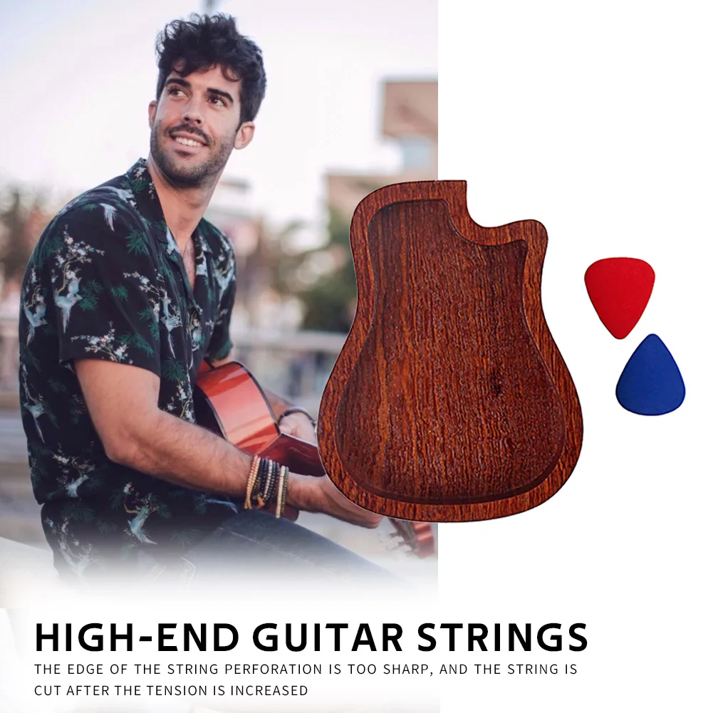 

Guitar Picks Holder Wooden Plectrum Storage Box Container Case with 2pcs Picks Lightweight Portable Music Elements