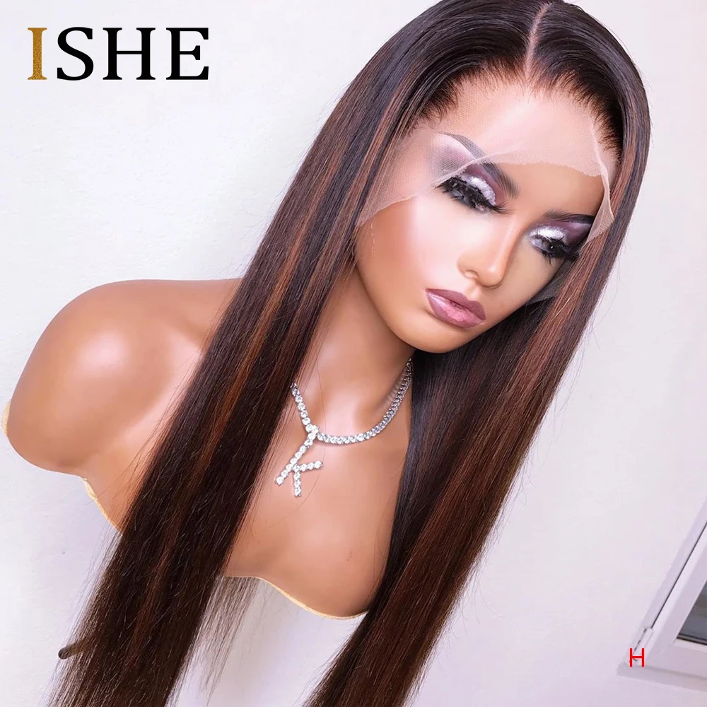 Парик Омбре черный с коричневым хайлайтером прозрачный парик на 360 кружевной