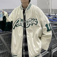 vintage letter embroidery baseball jackets single breasted oversize varsity baseball uniform korean style casual loose coats