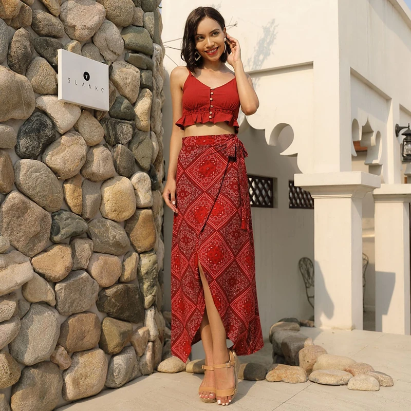 European and American Women's Explosions Of The Famous Family Style One-piece Square Printing High Waist Skirt | Женская одежда