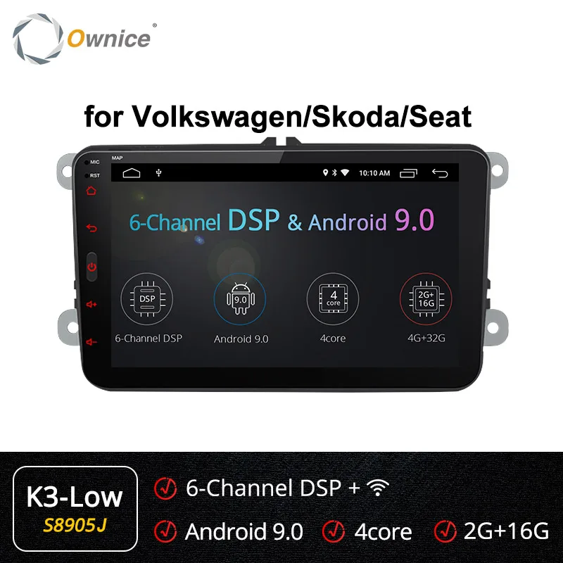 S8905 K3-Low Ownice K3 K5 K6 Android 9,0 2din автомобильный dvd-плеер для VW Polo Golf Passat Tiguan Skoda Yeti Superb Октавия Рапид Volkswagen Toledo - Цвет: S8905 K3-Low