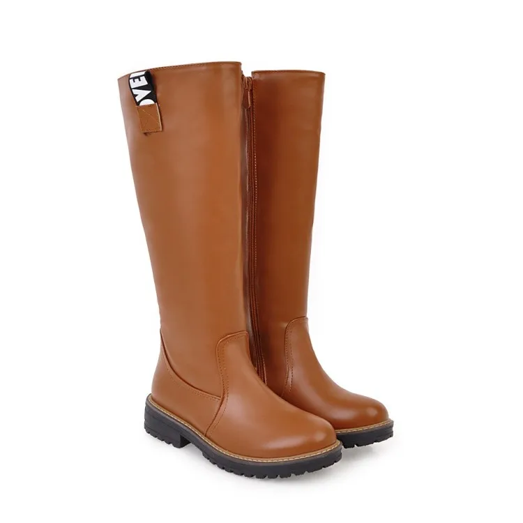 Сапоги женские выше колена на молнии сбоку с круглым носком | Обувь