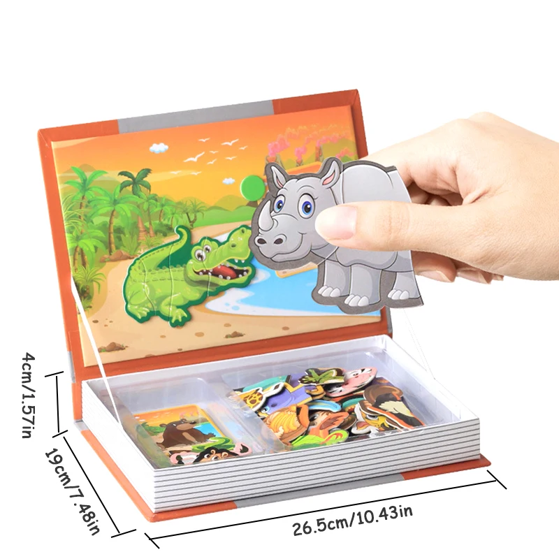 

Children's Magnetic Cartoon Animal Jigsaw Puzzle Toy Parent-child Science Magnetic Sticker Puzzle Educational Toy