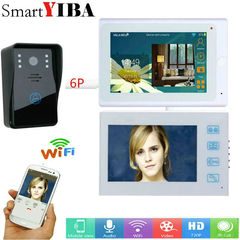 SmartYIBA " 2 монитора проводной/беспроводной Wifi видео домофон видеодомофон домофон ИК камера ночного видения - Цвет: 705B816AW12