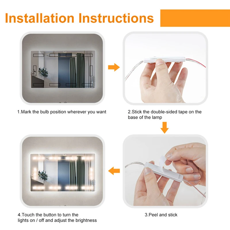 

Makeup Mirror LED Light Vanity Hand Sweep Sensor Wall Lamp Hollywood Dressing Dimmable Light Makeup Vanity Cabinet Bathroom USB