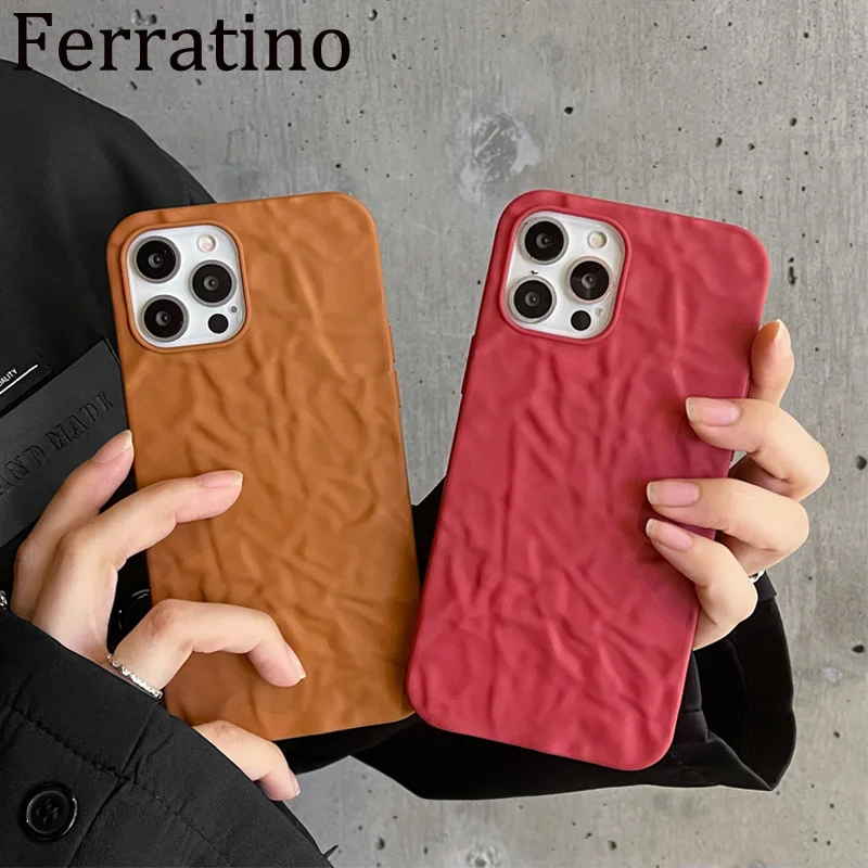 

Fashion Pumpkin Color Tin Foil Pleats Phone Case For iPhone 12 12Pro 11 Pro Max XR X XS Max 7 8 Plus Soft Silicone Case Funda