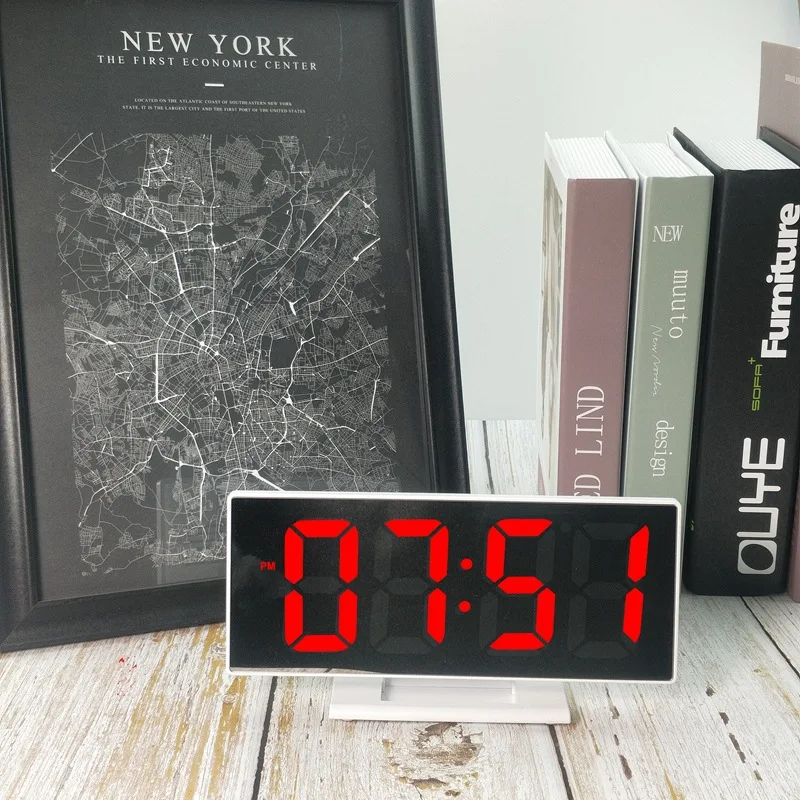 Fashion Creative Mirror Clock Temperature Digital Desktop LED Electronic Bedside Alarm | Дом и сад