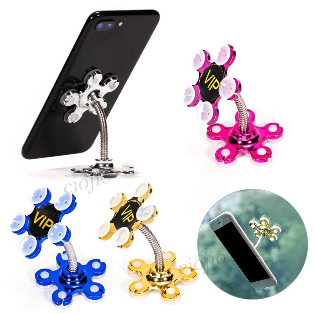 

[Random Color] Flower Magic Suction Cup Car Phone Stand 360 Rotatable Holder Mount Magnetic Function Without Stickers No Trace
