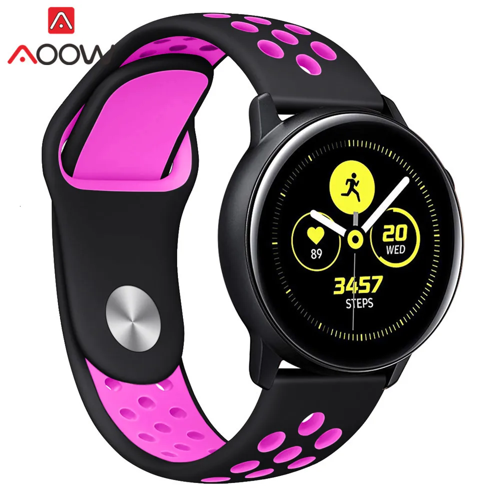 20 мм силиконовый ремешок для часов samsung Galaxy Watch Active 42 мм gear S2 Amazfit bip дышащие отверстия резиновый браслет ремешок