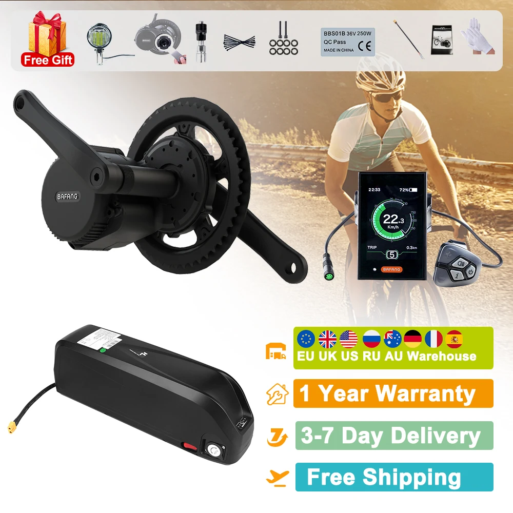 

Двигатель среднего привода Bafang BBS01B, 36 В, 350 Вт, семейный городской дорожный велосипед с аккумулятором Downtube 810Wh для электровелосипеда